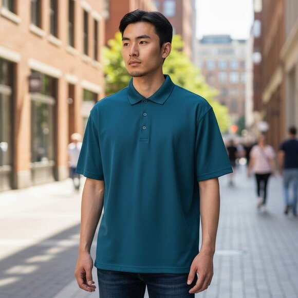 Performance Concepts Mens Polo Shirt XXL 2XL Teal Blue Moisture-Wicking Golf - Picture 4 of 4